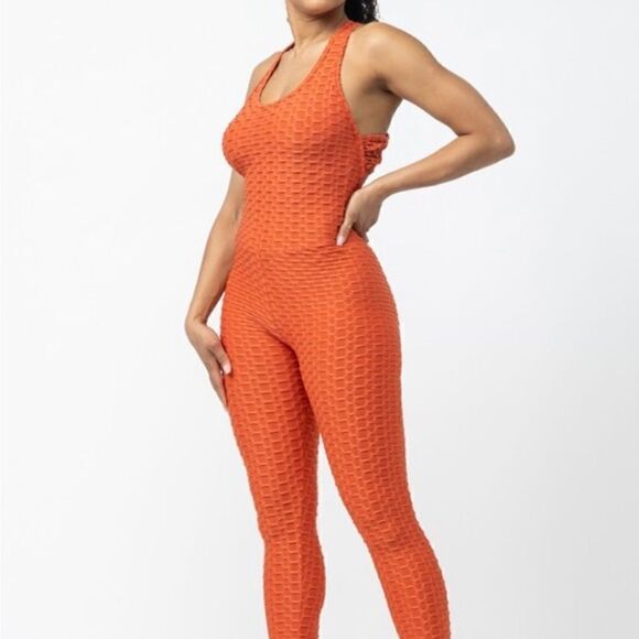 Orange Honeycomb Jumpsuit - Picture 3 of 10